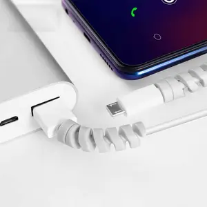4PC Spiral Cable Protector cable tie Silicone Durable desk  accessory cord organizer