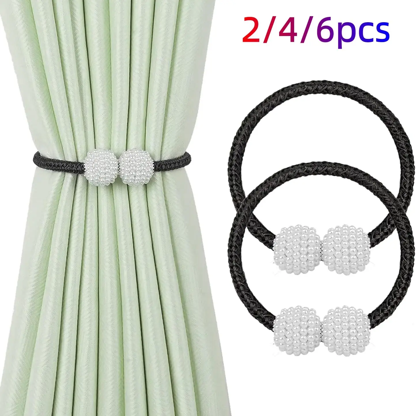 Magnetic Curtain Tie Backs, 2pcs/4pcs/6pcs, Magnetic Curtain Clips, Rope Curtain Holder Buckles, Small Bead Curtains, Home Office Hotel Decor, Interior Decoration Accessories, Curtain Tie Backs For Curtains, Curtain Tiebacks