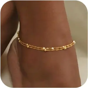 Waterproof Stainless Steel Anklet Bracelet for Women - Matte Finish Elegant Minimalist Design, Beach-Friendly Jewelry for Daily Wear, Vacations & Valentine's Day Gifts, All-Season Versatile Accessory