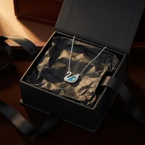 Elegant Swan Necklace – Blue Crystal Charm with Sparkling CZ