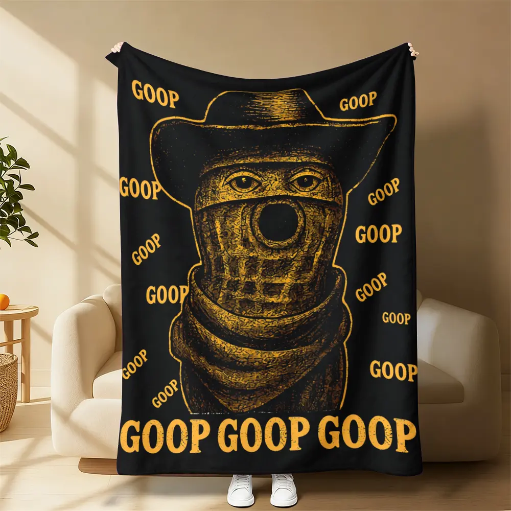 Goop Cowboy Masked Peanut Throw Blanket, Repeat Goop Text Western Bandit Peanut Cartoon Fleece Blanket, Soft Warm Blanket For Sofa Bed Couch Nap, Holiday Birthday Christmas Gift For Meme Lovers Western Cartoon Fans，A variety of patterns to choose from