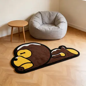 Unusual Cartoon Monkey Pattern Carpet, Home Decor Sofa Living Room Rug, Animal Print Rug, Soft Plush Sleeping Monkey Mat, Gift for Friends