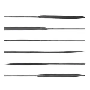 Mini Needle File Set (Carbon Steel 6 Piece-Set) Hardened Alloy Strength Steel - Set Includes Flat, Flat Warding, Square, Triangular, Round, and Half-Round File(6'' Total Length)