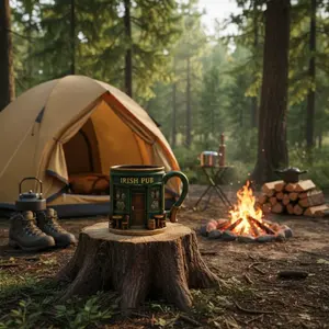 1pc Irish Tree Mug - Stainless Steel & Resin Durable Tea Cup with Shamrock Ornament, Irish-Themed Cup for Irish Pub Decor, Housewarming Gift, St 's Day Present