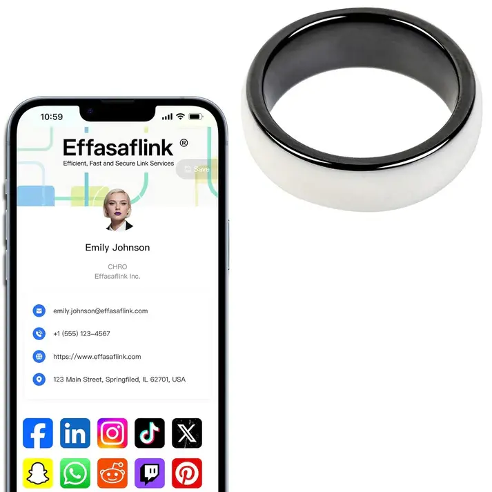 White NFC Ring – Digital Business Card – No Monthly Fee