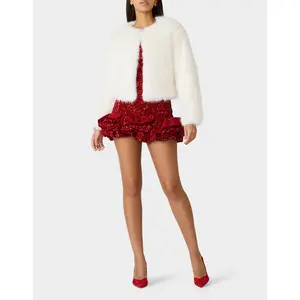 Betsey Johnson CHAMPAGNE LUXE FAUX FUR JACKET CREAM