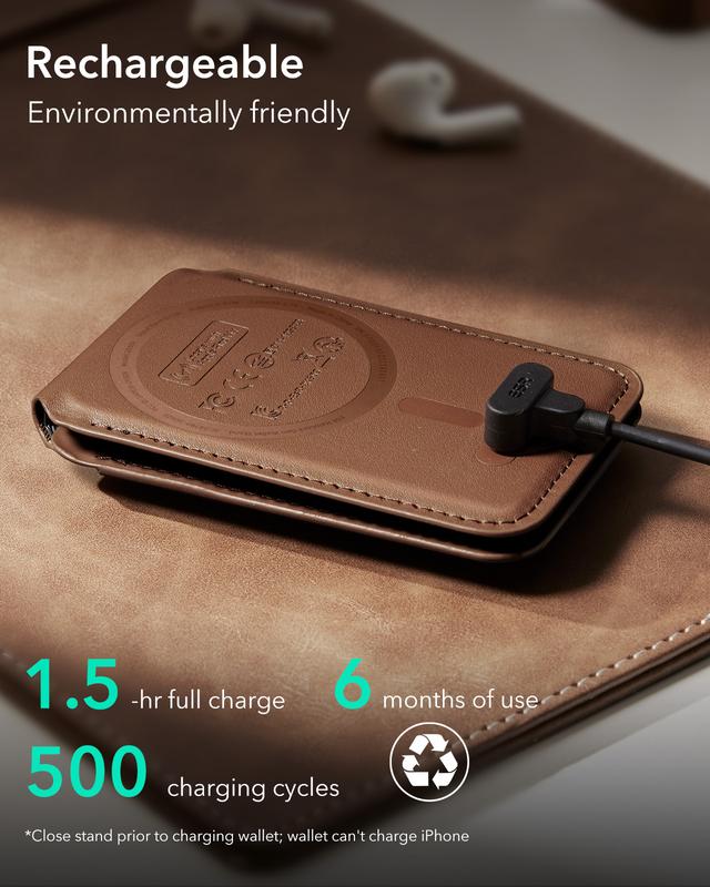 ESR Geo MagSafe Wallet with Find My Functionality 5 Card Holder RFID Blocking Magnetic for iPhone 17/16/15/14/13/12 Series Durable Stand