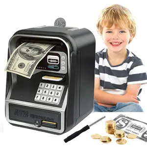 Piggy Bank for Boys Girls, Large Capacity Coin Bank Money Jar, Electronic ATM Coin Cash Bank with Password Code Lock and Auto Grab Bill Slot – Summer Gift & Children's Day Gift