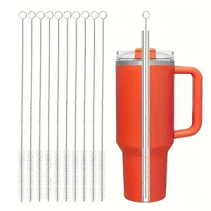 Reusable Stainless Steel Straw Brush Set, Durable Cleaning Tool for Baby Bottles, Silicone & Metal Straws, Eco-Friendly Design