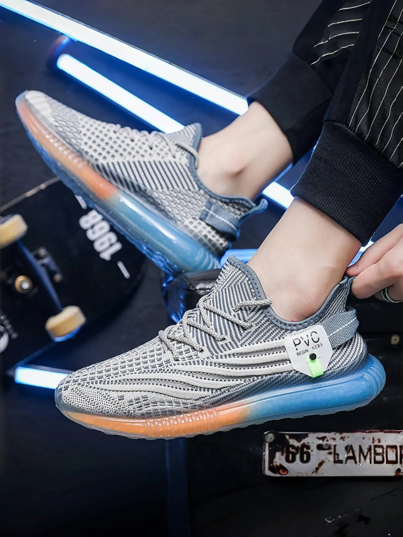 Men's Translucent Sole Shoes | Light-up Running Sneakers | Airy Mesh Design | Breathable Running Shoes | Athletic Running Shoes | Breathable Runner | Casual Running Sneakers