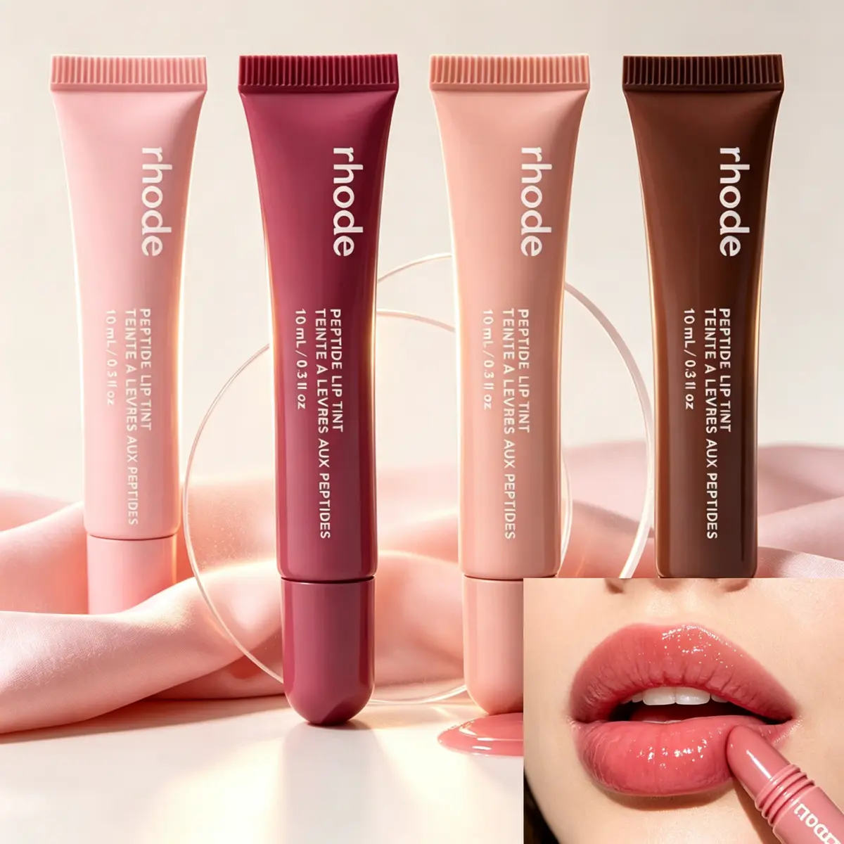 Ruby & Millie Peptide Lip Tint,Hydrating Peptide Lip Tint, Glossy Tinted Lip Balm, Long‑Wear Natural Glossy Lip Color, 4 Trendy Shades 10ml Nourishing Daily Lip Makeup for Women