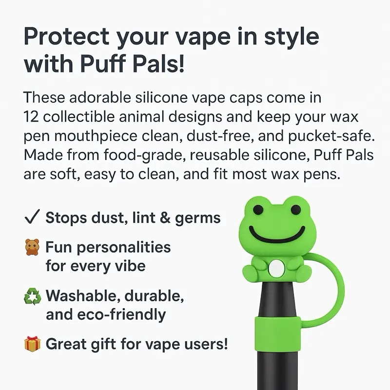 Puff Pals - Silicone Vape Cap Cover, 12 Cute Animal Designs, Reusable & Dustproof, Food-Grade Soft-Touch Material, Fits Most Wax Pens & Vapes - TikTok Shop Puff Pals - Silicone Vape Cap Cover, 12 Cute Animal Designs, Reusable & Dustproof, Food-Grade Soft-Touch Material, Fits Most Wax Pens & Vapes - TikTok Shop
