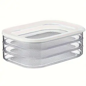 Three-Layer Stackable Deli Meat & Cheese Storage Organizer with Lid, BPA-Free Plastic Food Container for Fridge, Dishwasher Safe