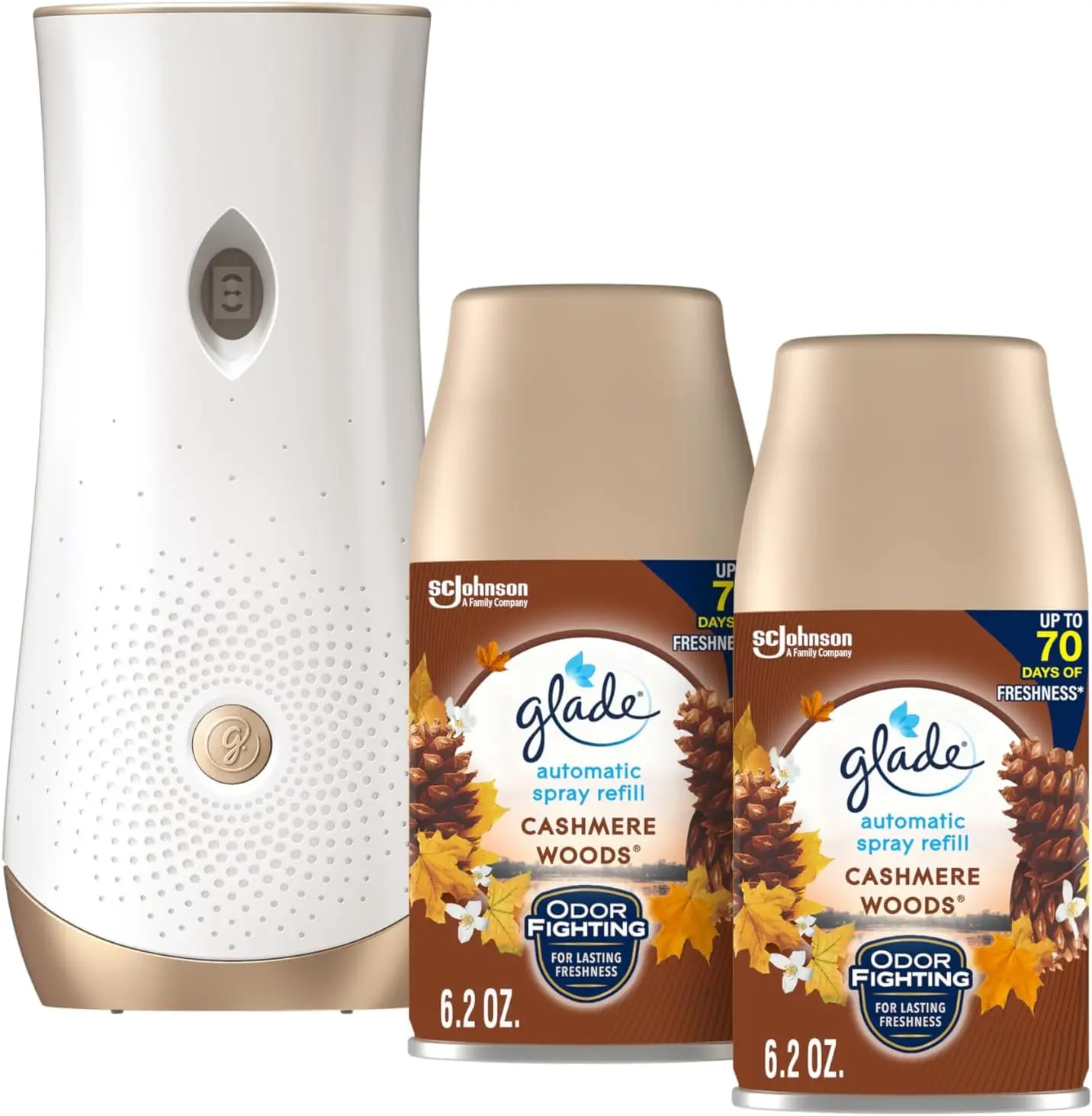 Cashmere Woods Automatic Spray Refill, 6.2 fl oz Home Fragrance Freshener - Aroma Scented, Odor Eliminator Spray, Adjustable Rate Long Lasting Scent Formula