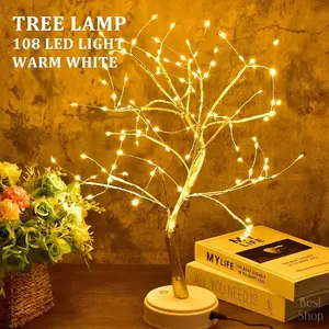 Touch Switch Dual Mode Flashing Gold Leaf Tree Light 72 LED Copper Wire String Lights Decorative Lamp for Home Valentine Christmas