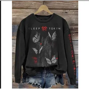 Sleep Token - Rock Band Inspired Butterfly Print Vintage Sweatshirt - Hoodie, Gift For Fan Type 1 Sleeves With Designs sr 1