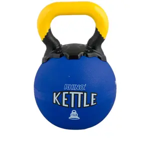 212 MAIN 15 lbs Rubber Kettlebell, Blue, Floor Friendly, Smooth Handle, for Group Exercise Weight Training