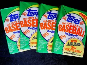 Four Unopened 1987 Topps Baseball Card Wax Packs