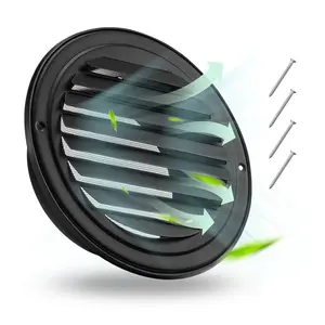 VEVOR 6 inch Wall Vent Cover, Louvered Round AC Vent Gable Cover, Premium Stainless Steel & with Built-in a Protection Screen, for House,Bathroom,Garage,Kitchen,Basement (2 Pack, Black)