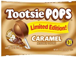Tootsie Pops Limited Edition Individually Wrapped Single Flavor Lollipops with Tootsie Roll Center, Caramel, 12.6 Ounce