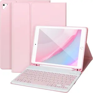 iPad Keyboard Case 9.7'' for iPad 6th Gen 2018,iPad 5th Gen 2017, Keyboard for iPad Air 2/1,Pro 9.7'',Case with Keyboard iPad 6th gen,iPad Keyboard Case 6th Gen with Pencil Holder,Pink