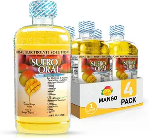 Suero Oral -Electrolyte Solution - Mango- 4 Pack - Electrolytes Drink, Hydration Booster & Rehydration Drink for Kids & Adults, Hydrates, Replenishes, Energizes, Mango Flavor, 1 Liter