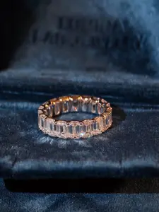 Platinum Emerald-Cut Lab-Grown Diamond Band — 7.43 Carats CTW