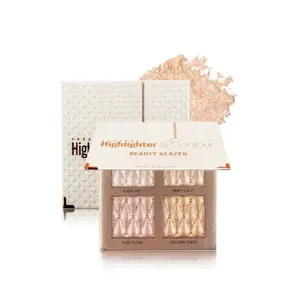 4 Color Highlighter Palette, Long Lasting Shimmering Highlighter Makeup Palette, Facial Contouring Highlighter Powder, Makeup Product, Glitter Highlighter, Shimmer Sparkle Palette, Glow Seeker Highlighter, Beauty Highlighters