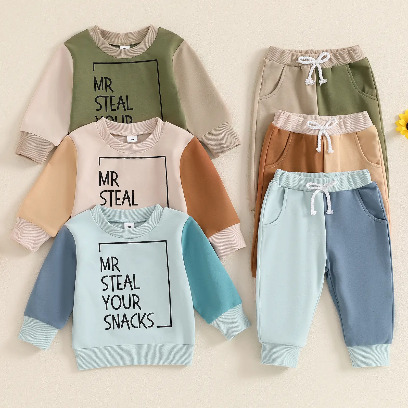Toddler Baby Boy Outfits Long Sleeve Letter Print Sweatshirt Shirt Tops + Sweatpants Fall Winter Clothes Set