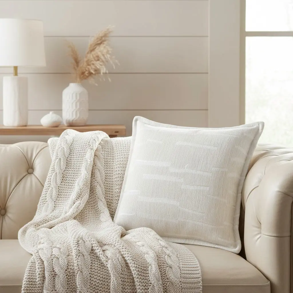Alina White Textured Pillow
