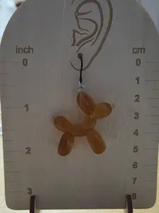 Balloon animal brown plastic dangly earrings