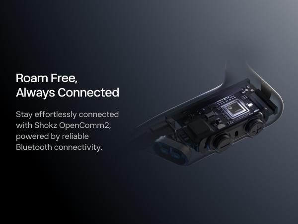 SHOKZ OpenComm2 - Open-Ear Bone Conduction Headphones, Wireless Bluetooth Computer Headsets with Noise Canceling Mic and Mute Button for Work, Call, Meeting, 16 Hours Talk Time for Mobile & PC, Black