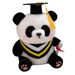 25cm Doctor Hat Panda Plush Toy Stuffed Animal, Graduation Bachelor Gown Doctor Hat Plush Doll, Perfect Gift for Friends, Holiday Birthday Present
