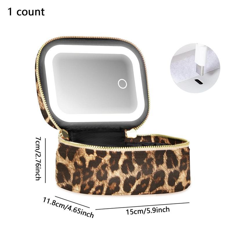 Palm-Sized Portable Makeup Bag with Detachable Mirror, Touch-Control 3-LED Light, Rechargeable Travel & Everyday Cosmetic Organizer for Lipstick & Perfume – Valentine’s & Mother’s Day Gift
