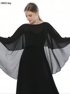 Solid color semi-sheer women cape, lightweight and breathable. It acts as a practical sun protection shawl, trendy daily fashion accessory for ladies and girls to match various outfits.