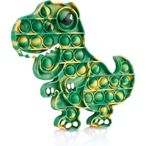 Dinosaur Push Pop Bubble Fidget Sensory Toy Silicone Large T-Rex with Printed Eye Stress Reducer Anxiety Reliever Bubble Popper Board Fidget Squeeze Toy for Kids & Adults