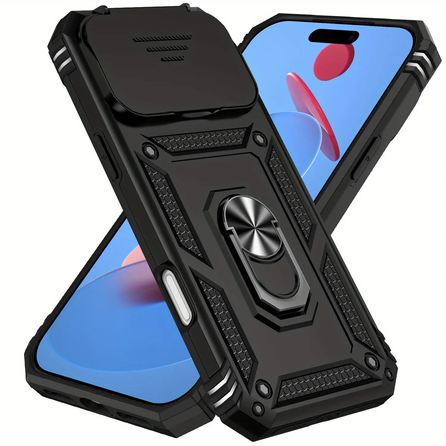 Phone Case - 3pcs [1 Phone Cover with 2 Clear Screen Protectors] 2 Hard Protective Shockproof Cases for Smartphone Iphone 17 Pro/17 Air/17 Pro Max/17/16E/16/15/14/13/12/11 - 3-In-1 Protection Kit with Stand