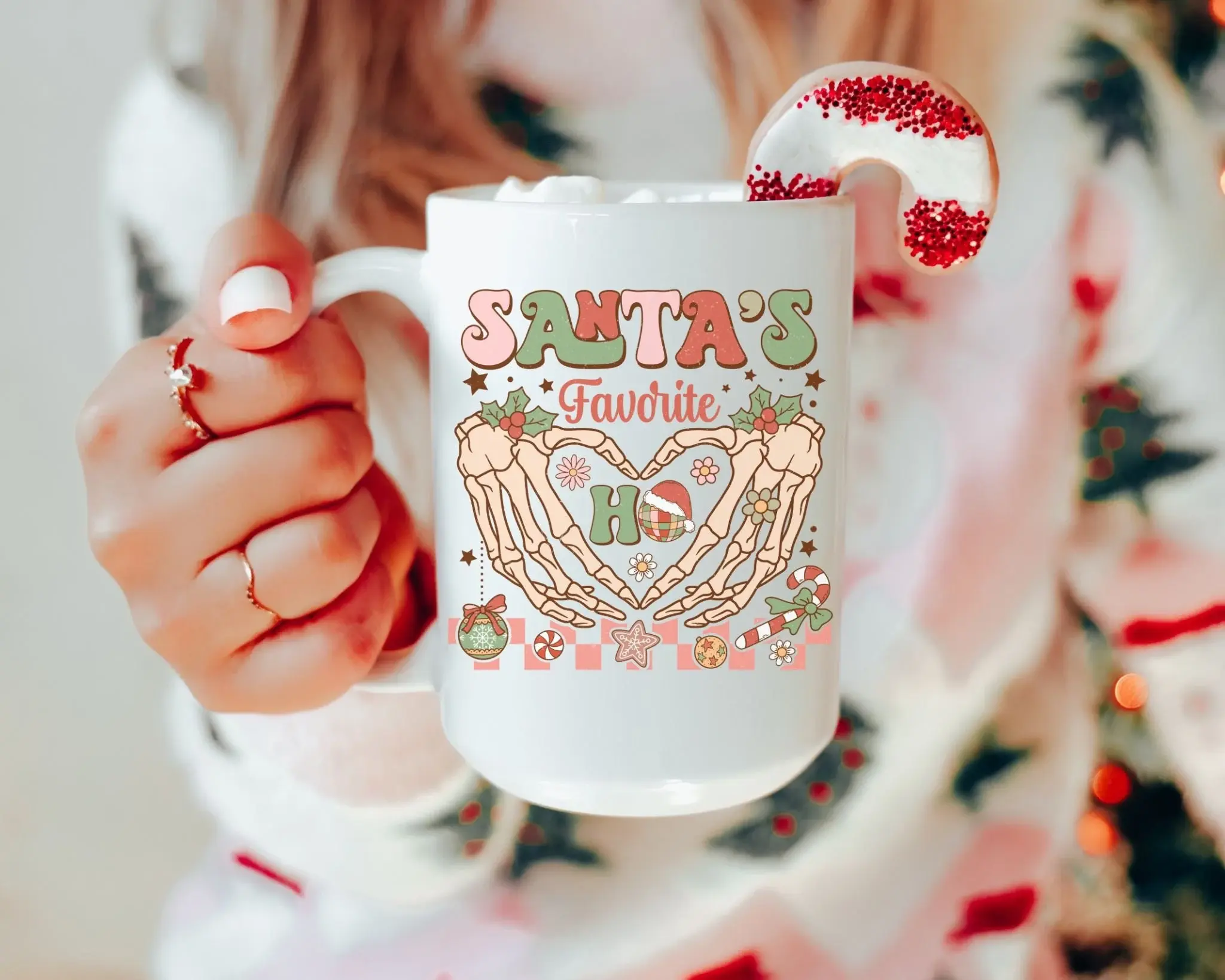Retro Christmas Skeleton Mug, Spooky Christmas, Funny Xmas Mug, Christmas Mugful, Christmas Hot Cocoa Mug, Hot Chocolate Cup