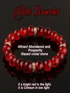 Crystal Wealth Bracelet, Ruby Abundance Bracelet, Glazed Crystal Stone Bracelet, Crystal Day Night Wealth Magnet Jewelry