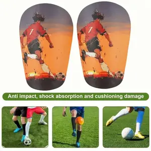 1 Pair of Mini Football Shin Guards - Ultra Small Protective Gear for Men & Women, Blue & White Cracked Ice Design, PBT Material, Pull-On Closure, Football Accessories, Soccer Training Equipment, Modern Sports Gear, Lightweight Design