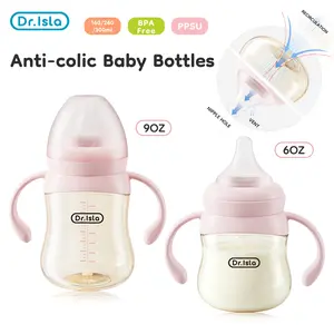 Dr.Isla PPSU Anti-Colic Baby Bottle, Scientifically Prevents Gas/Bloating/Colic Tears, 45°C Precision Scale Avoids Thermal Burns, Bio-Mimetic Nipple Ensures Easy Latch & Peaceful Sleep, Tough Drop-Proof