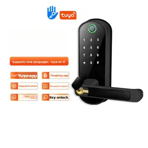 Single Cylinder Fingerprint Smart Lock No Drilling Needed Wooden Door Password Lock Replacement for Round Knob Locks