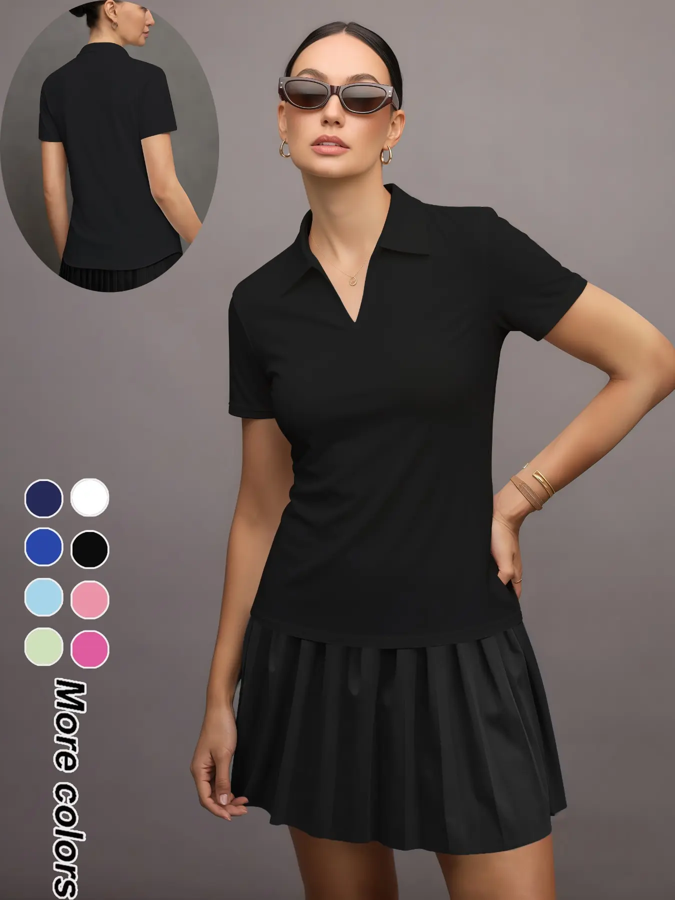 Women's Sporty Polo Shirt, Moisture-Wicking Breathable Comfort Short Sleeve Top, Fitness Sport Top, Ideal for Golf Baseball Tennis Activities, Casual Sports Tops, Athletic Workout Clothing, Fitness Shirts, Activewear, Fitness Clothes