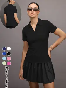 Women's Sporty Polo Shirt, Moisture-Wicking Breathable Comfort Short Sleeve Top, Ideal for Golf Baseball Tennis Activities