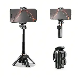 Multifunctional 4-in-1 Mini adjustable Selfie Stick tripod 360° Rotation,Compact&Stylish,with Wireless Bluetooth Control, Phone Holder for Selfies/Video grabar /Vlogging,Compatuble with Most Phone Models,Can be extended up to 15.75 inch