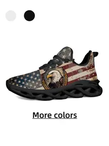 Vintage Emblem Style - Kids' American Independence Day Vintage Distressed Emblem Bald Eagle & Star-Spangled Banner Print Casual Sneakers, Perfect Children's Day Gift - Skin-Friendly & Breathable, Non-Slip & Wear-Resistant, Versatile for Daily Outings, Cam
