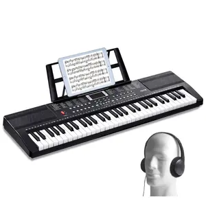 VEVOR 61 Key Digital Keyboard Piano, Lighted Keys, Electric Portable Piano with Adjustable Stand 600 Tones 500 Rhythms Built-In Speakers Sustain Pedal Headphones, USB MIDI for BeginnersVEVOR Super Brand Day