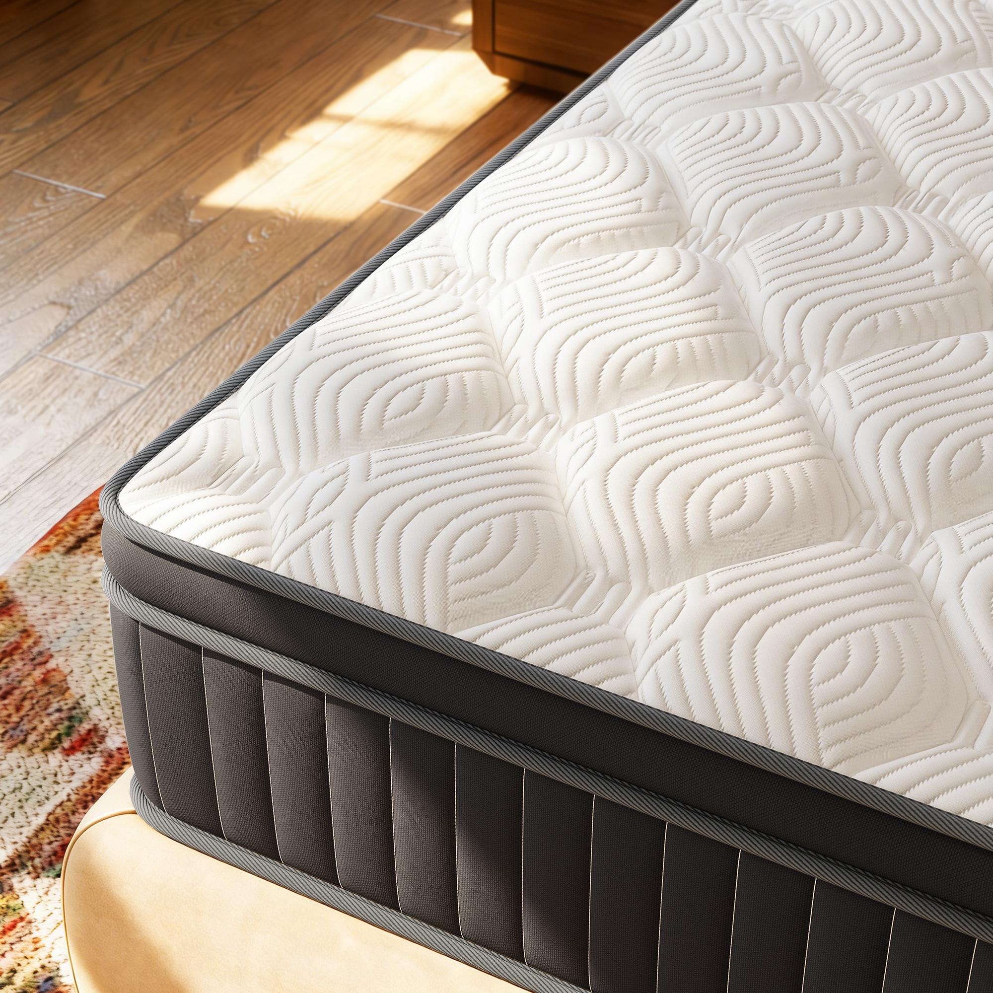 Ergonomic Hybrid Mattress - 10-12 Inch Medium Firm Bed, Fiberglass Free, Targeted Back & Neck Support, Superior Edge Support for No Sinking, Breathable & Motion Isolation for Deep Sleep Ergonomic Hybrid Mattress - 10-12 Inch Medium Firm Bed, Fiberglass Free, Targeted Back & Neck Support, Superior Edge Support for No Sinking, Breathable & Motion Isolation for Deep Sleep