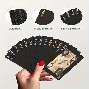 Luxury Tear-Resistant Plastic Playing Cards Set, Card Games, Golden Stamping Heart-Shaped Design, Portable Storage Box, Adult Deck for Parties