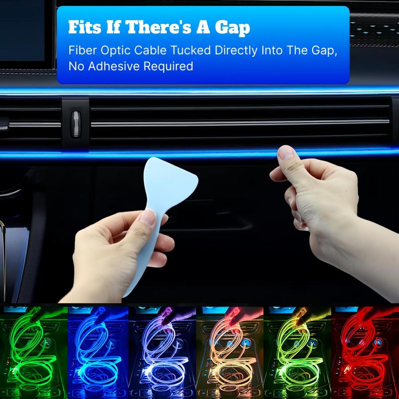 Car Interior LED Ambient Light, USB Environment Light Kit, Music Mode Neon Strip Light for 4 Car Doors & Center Console Decoration